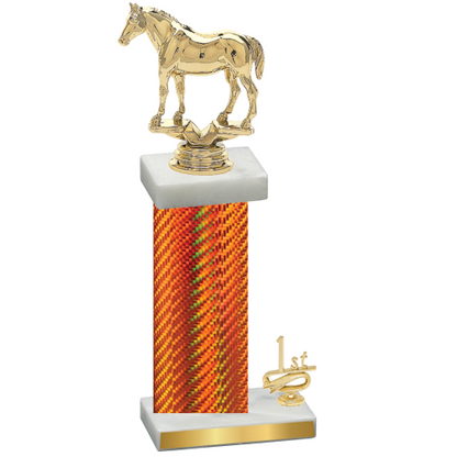 Accented Single Orange Carbon Fiber First Place Horses Trophy