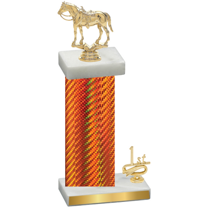 Accented Single Orange Carbon Fiber First Place Horses Trophy