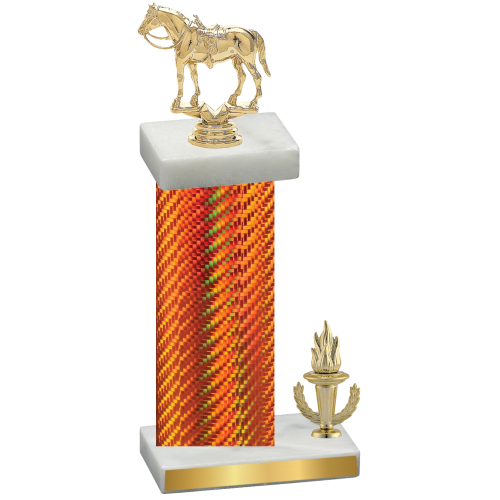 Accented Single Orange Carbon Fiber Victory Horses Trophy