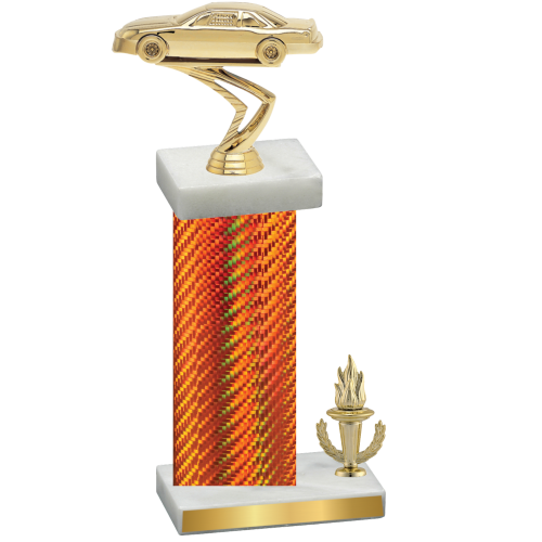 Accented Single Orange Carbon Fiber Victory Cars Trophy