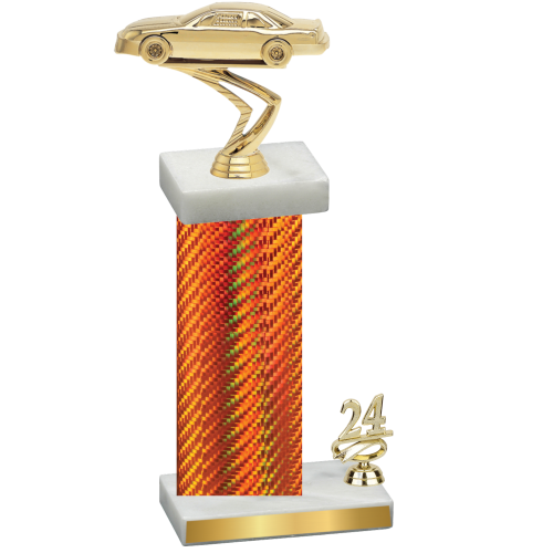 Accented Single Orange Carbon Fiber Year Cars Trophy