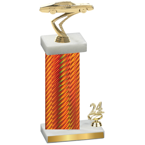 Accented Single Orange Carbon Fiber Year Cars Trophy