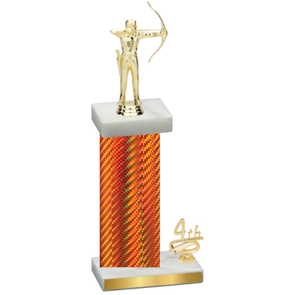 Accented Single Orange Carbon Fiber Fourth Place Archery Trophy