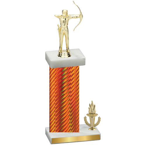 Accented Single Orange Carbon Fiber Victory Archery Trophy