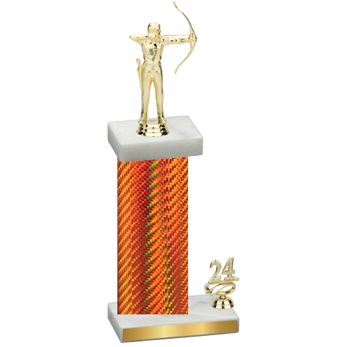 Accented Single Orange Carbon Fiber Year Archery Trophy