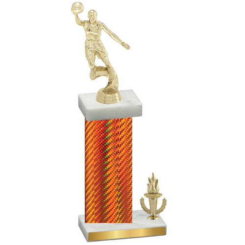 Accented Single Orange Carbon Fiber Victory Basketball Trophy