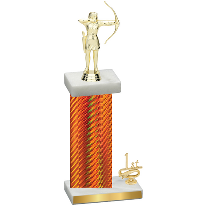 Accented Single Orange Carbon Fiber First Place Archery Trophy