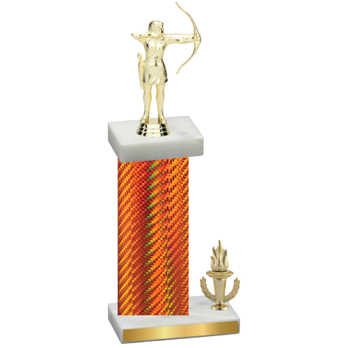 Accented Single Orange Carbon Fiber Victory Archery Trophy