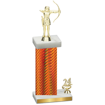 Accented Single Orange Carbon Fiber Year Archery Trophy