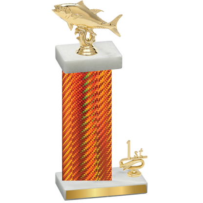 Accented Single Orange Carbon Fiber First Place Fishing Trophy