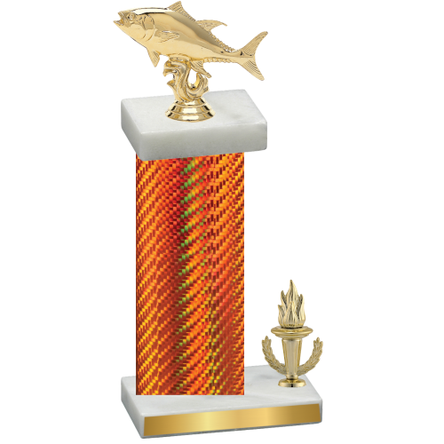 Accented Single Orange Carbon Fiber Victory Fishing Trophy