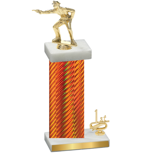 Accented Single Orange Carbon Fiber First Place Shooter Trophy