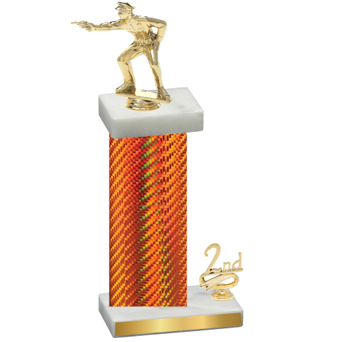 Accented Single Orange Carbon Fiber Second Place Shooter Trophy