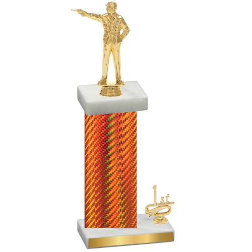 Accented Single Orange Carbon Fiber First Place Shooter Trophy