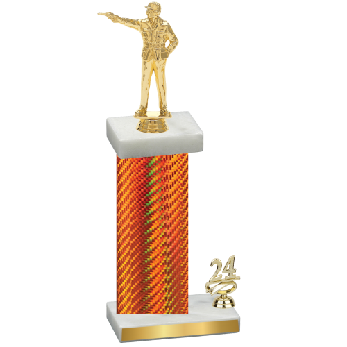 Accented Single Orange Carbon Fiber Year Shooter Trophy