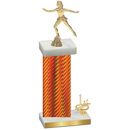 Accented Single Orange Carbon Fiber First Place Skater Trophy