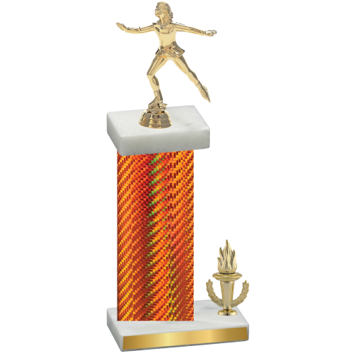 Accented Single Orange Carbon Fiber Victory Skater Trophy