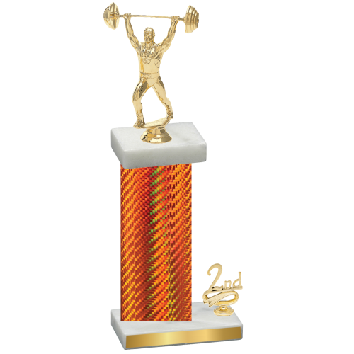 Accented Single Orange Carbon Fiber Second Place Weights Trophy