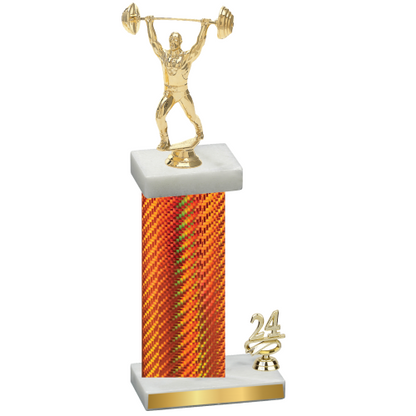 Accented Single Orange Carbon Fiber Year Weights Trophy