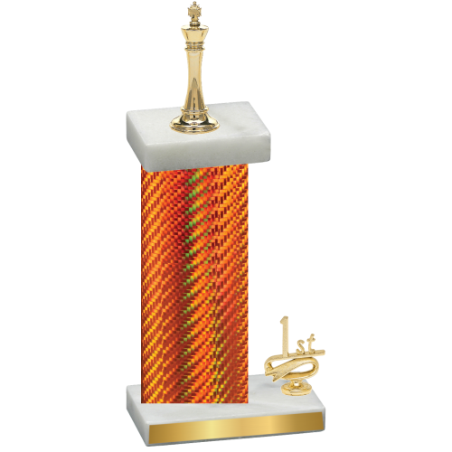 Accented Single Orange Carbon Fiber First Place Chess Trophy