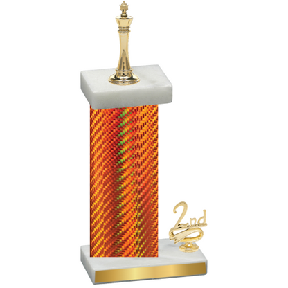 Accented Single Orange Carbon Fiber Second Place Chess Trophy