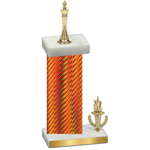 Accented Single Orange Carbon Fiber Victory Chess Trophy