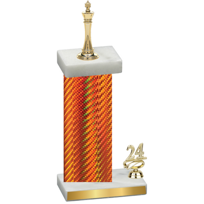 Accented Single Orange Carbon Fiber Year Chess Trophy