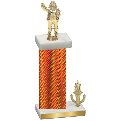 Accented Single Orange Carbon Fiber Victory Holiday Trophy