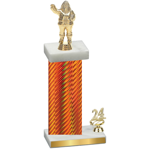 Accented Single Orange Carbon Fiber Year Holiday Trophy