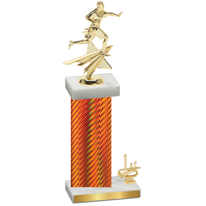 Accented Single Orange Carbon Fiber First Place Flag Football Trophy