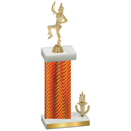 Accented Single Orange Carbon Fiber Victory Majorette Trophy