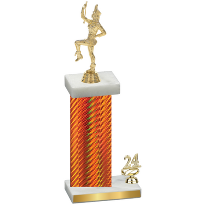 Accented Single Orange Carbon Fiber Year Majorette Trophy