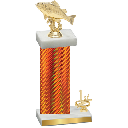 Accented Single Orange Carbon Fiber First Place Fishing Trophy