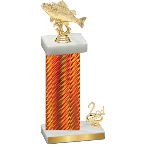 Accented Single Orange Carbon Fiber Second Place Fishing Trophy