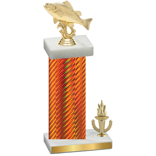 Accented Single Orange Carbon Fiber Victory Fishing Trophy