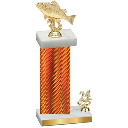 Accented Single Orange Carbon Fiber Year Fishing Trophy