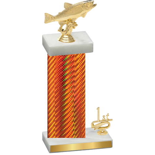 Accented Single Orange Carbon Fiber First Place Fishing Trophy