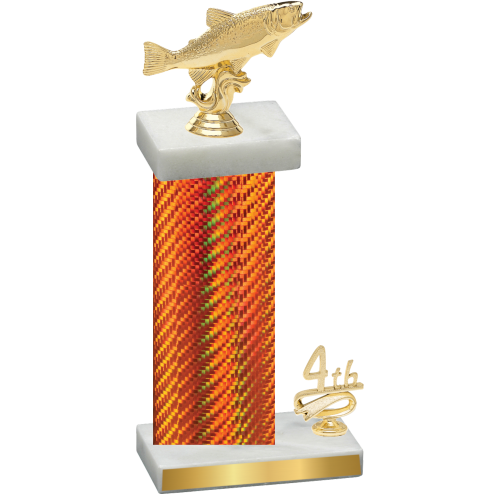 Accented Single Orange Carbon Fiber Fourth Place Fishing Trophy