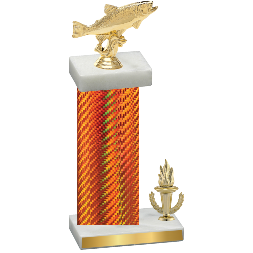 Accented Single Orange Carbon Fiber Victory Fishing Trophy