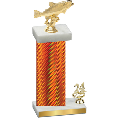 Accented Single Orange Carbon Fiber Year Fishing Trophy