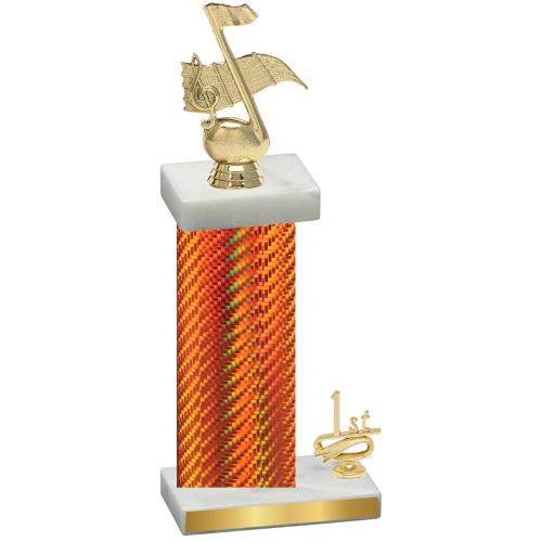 Accented Single Orange Carbon Fiber First Place Music Trophy