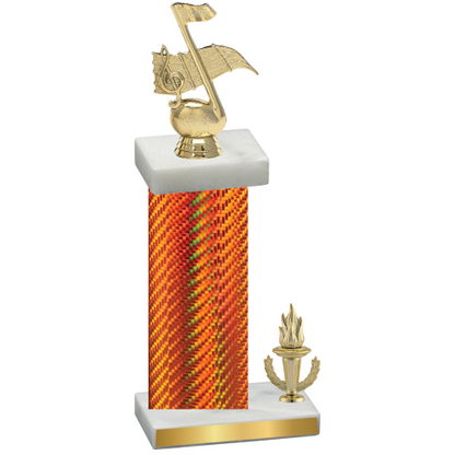 Accented Single Orange Carbon Fiber Victory Music Trophy