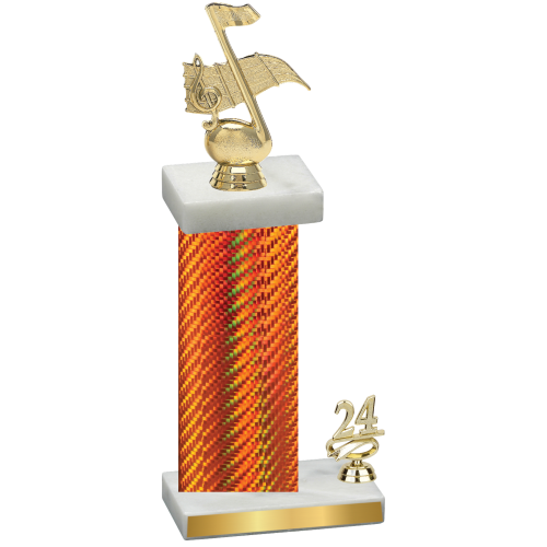 Accented Single Orange Carbon Fiber Year Music Trophy