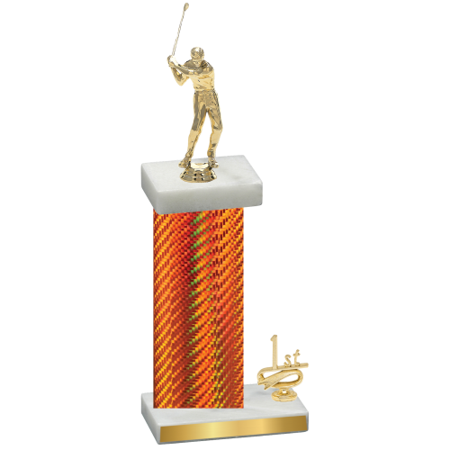 Accented Single Orange Carbon Fiber First Place Golf Trophy