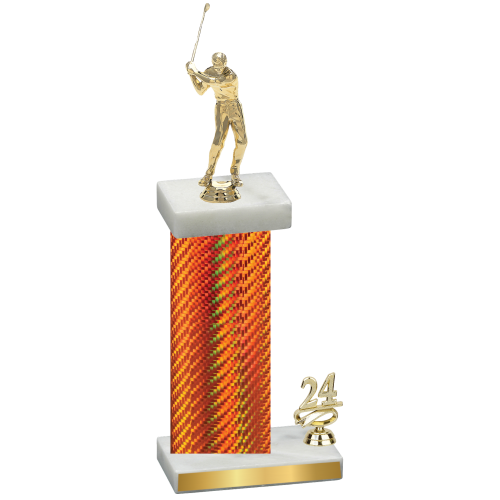 Accented Single Orange Carbon Fiber Year Golf Trophy