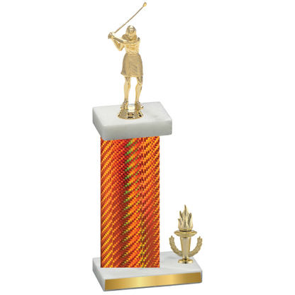 Accented Single Orange Carbon Fiber Victory Golf Trophy