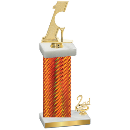 Accented Single Orange Carbon Fiber Second Place Golf Trophy