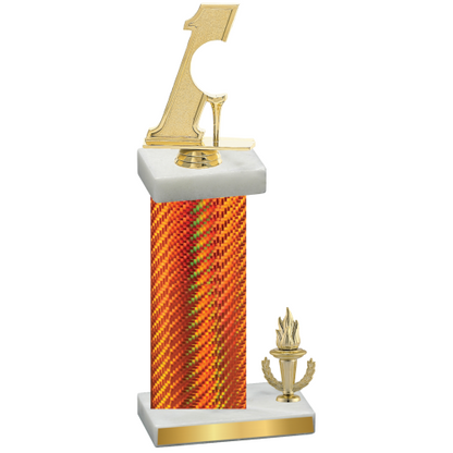 Accented Single Orange Carbon Fiber Victory Golf Trophy