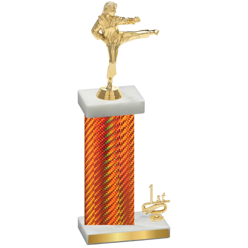 Accented Single Orange Carbon Fiber First Place Karate Trophy