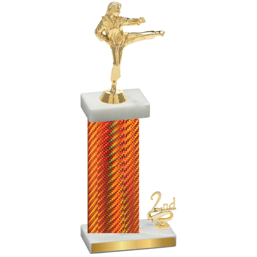Accented Single Orange Carbon Fiber Second Place Karate Trophy